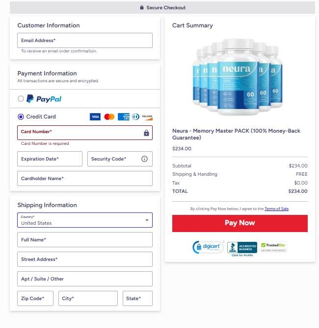 Safe payment on official website